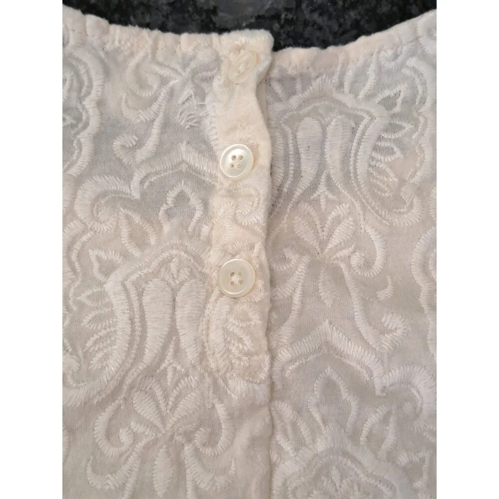J Crew Top Ivory Textured Embroidered Jacquard Women's Size Small